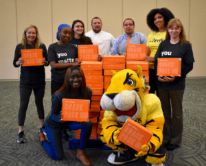 Towson Mascot with Students